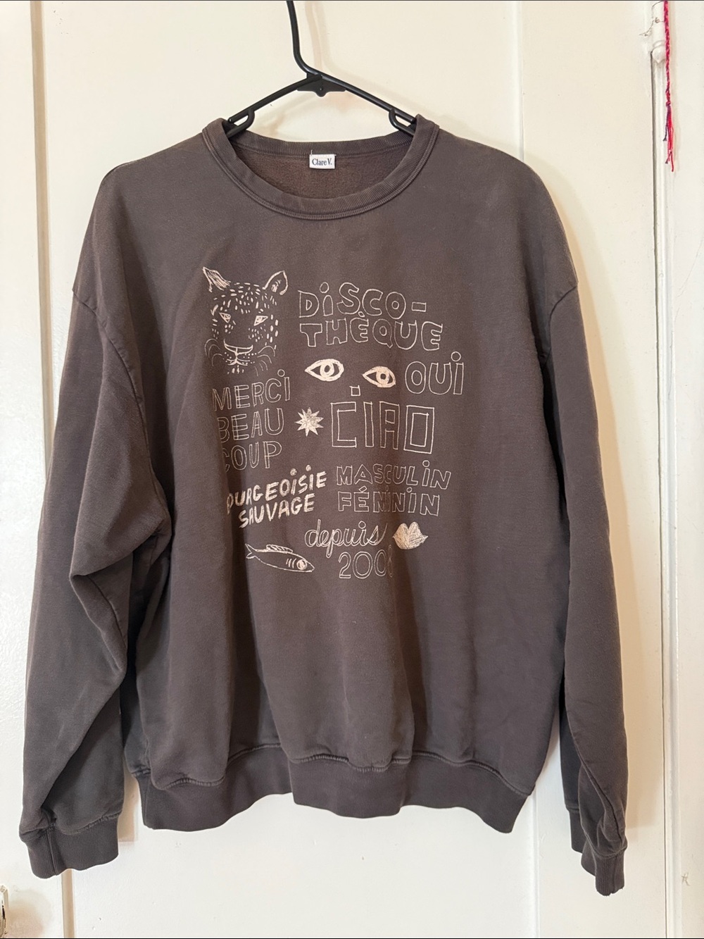 Clare V dark gray Graphic Crewneck Sweatshirt